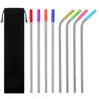 Factory Logo Customize 304/316 stainless steel metal drinking straws with brush cleaners