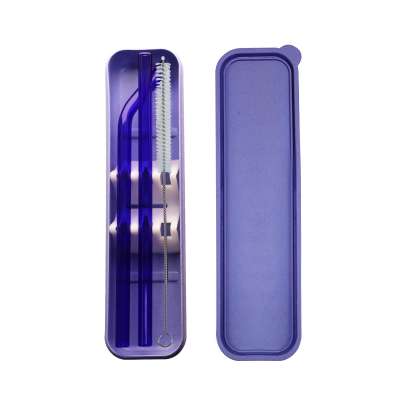 High Quality Eco friendly reusable coloured glass straws cleaning brush