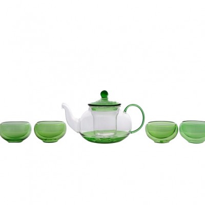 wholesale chinese heat resistant borosilicate glass tea pot for one set with infuser